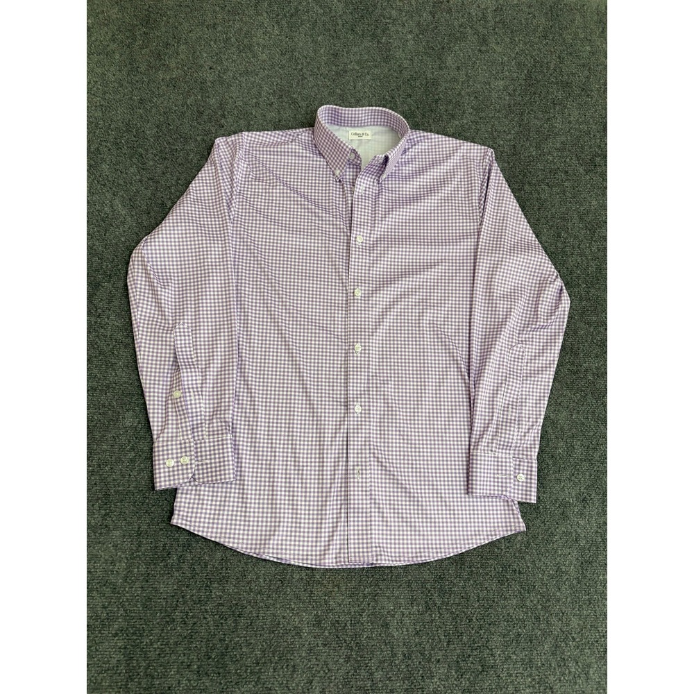 Collars & Co Mens Purple Gingham Button Down Shirt Medium Performance #1001